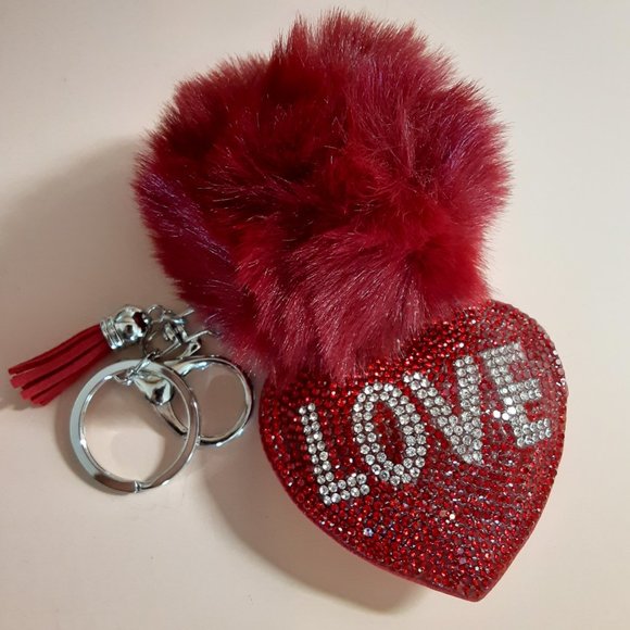 "LOVE" HEART BLING KEY RING 🌹 - Picture 3 of 4